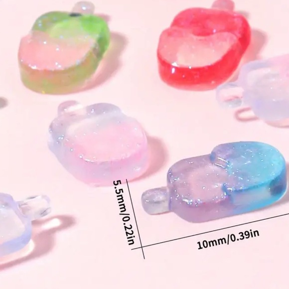 🆕 Mini Rainbow Popsicle Glitter Nail Charms - Picture 4 of 4